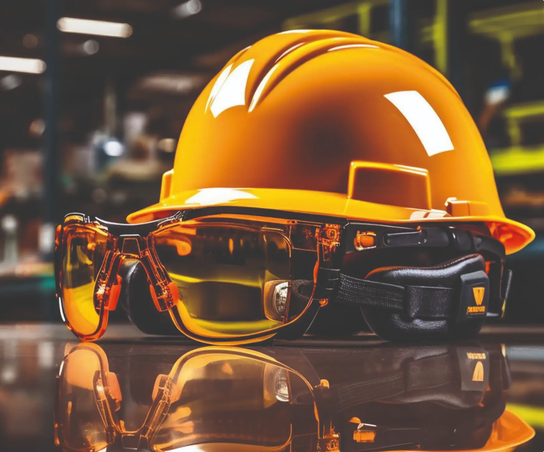 Casque de sécurité et lunettes de protection pour équipements de travail