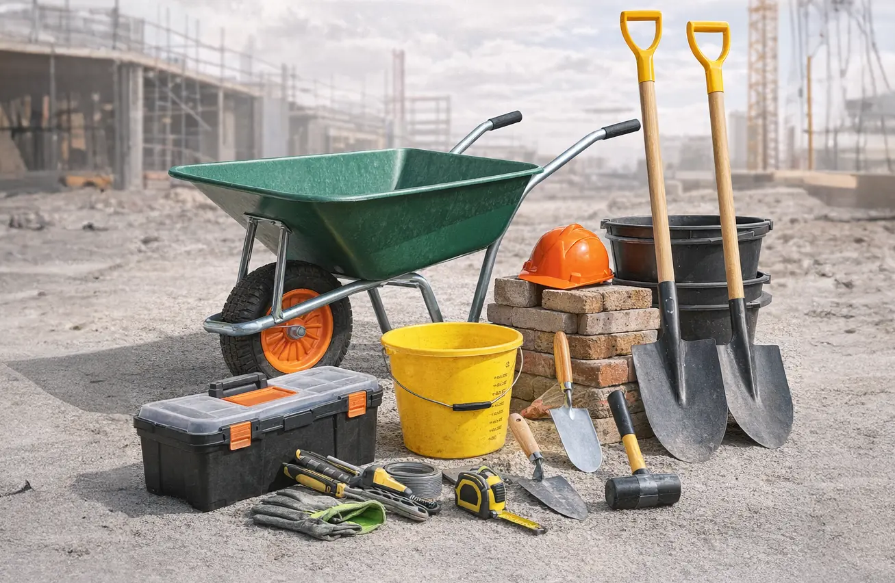 Outillage professionnel au Luxembourg Brouette, pelles, seaux, divers outillages