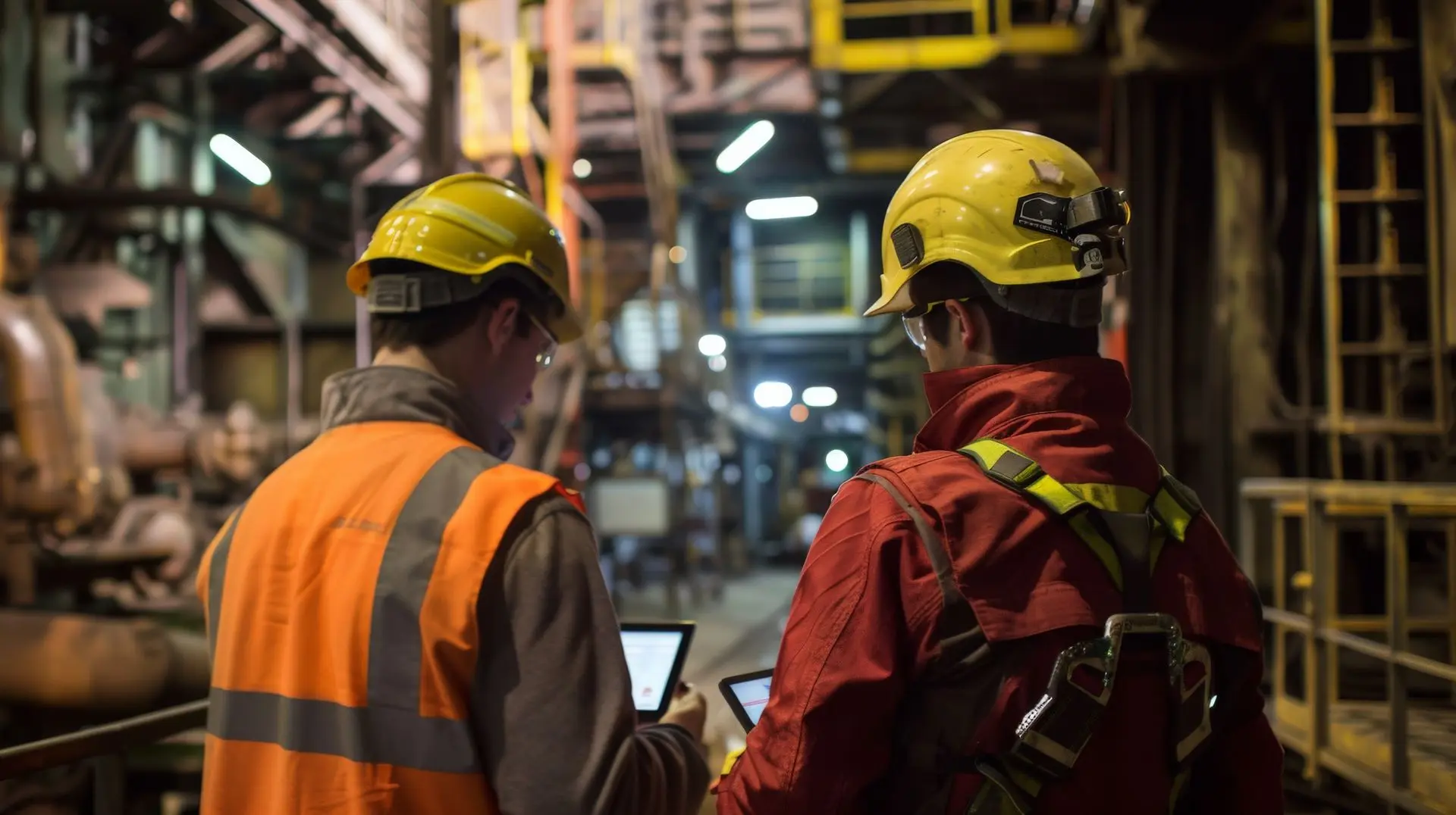 Travailleurs portant des vêtements de travail et EPI