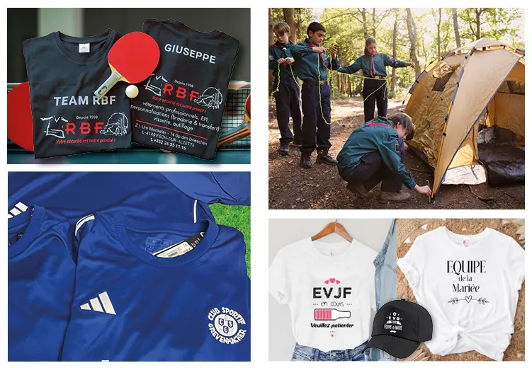 Exemple de personnalisation textiles, t-shirts et vêtements